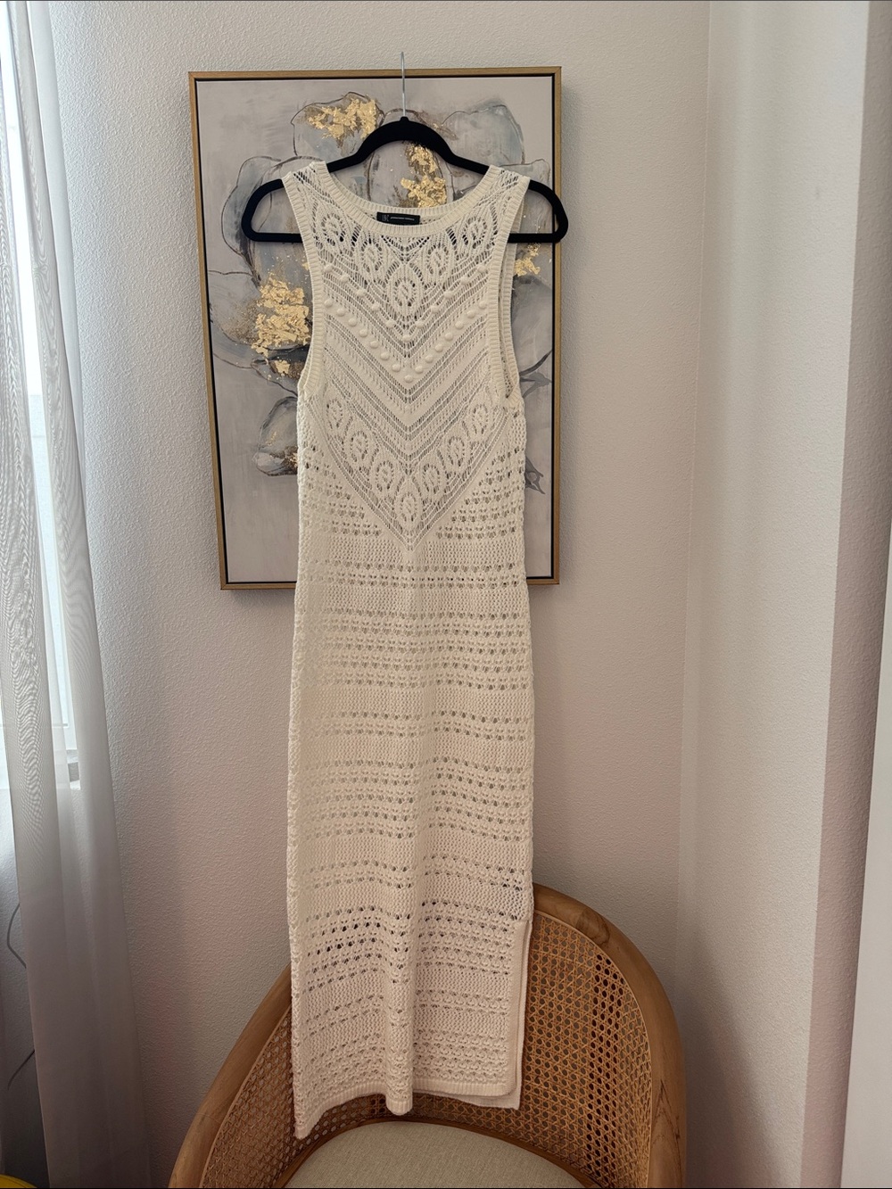 INC International Concepts Cream Crochet Midi Dress